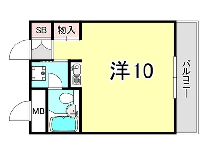 ジュネス神戸(ワンルーム/2階)の間取り写真