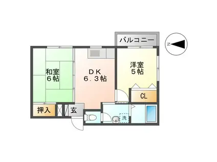 アミティI(2DK/2階)の間取り写真