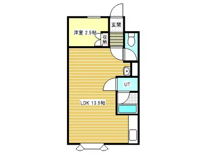 フリーダムII(1K/1階)の間取り写真