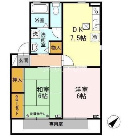 フォレスト・ヴィラB(2DK/1階)の間取り写真