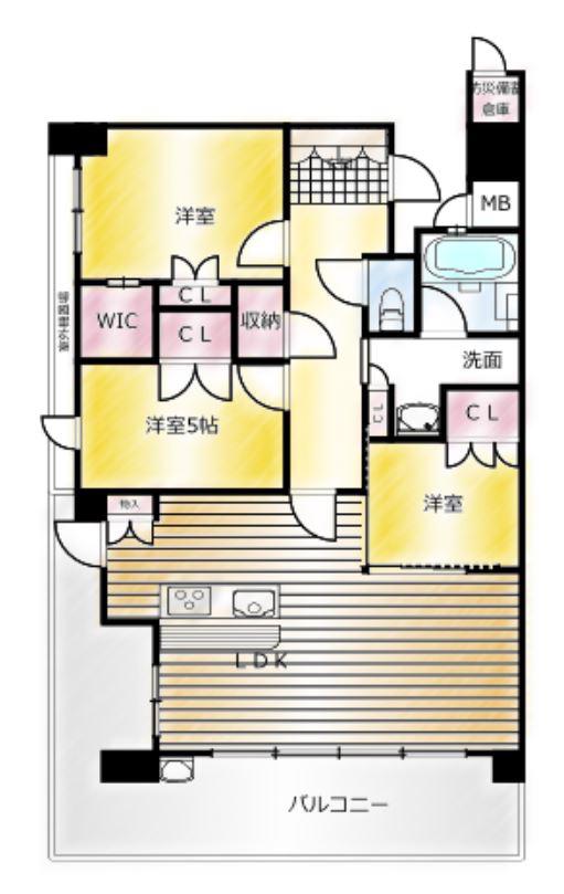サンパーク陣原駅前EXIA(3LDK/10階)の間取り写真