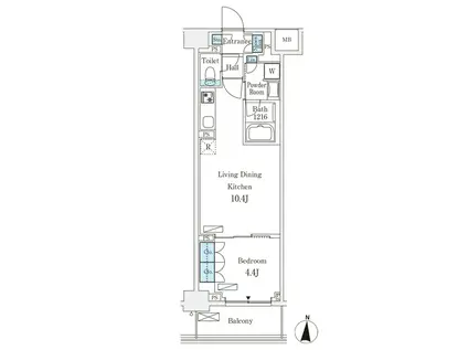 ロイジェントパークス押上錦糸町(1LDK/2階)の間取り写真