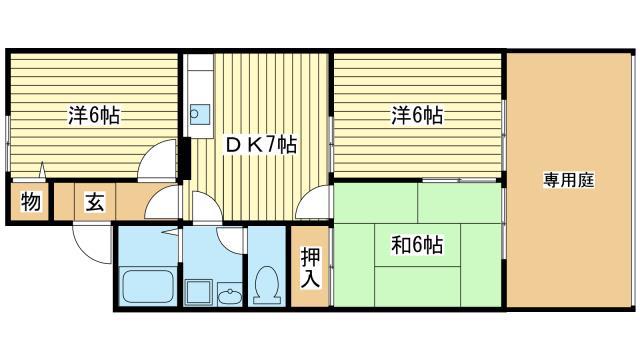 コスモスコート(3DK/1階)の間取り写真