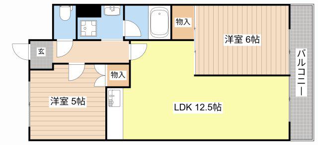 フラワー1番館(2LDK/4階)の間取り写真