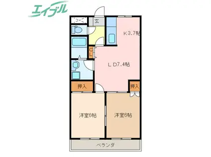 グリーンシャトー(2LDK/1階)の間取り写真