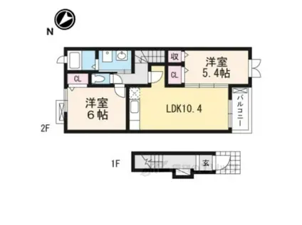 アプリコットこうなん(2LDK/2階)の間取り写真