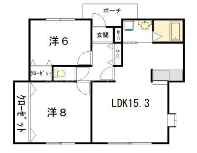 アンダンテ(2LDK/1階)の間取り写真