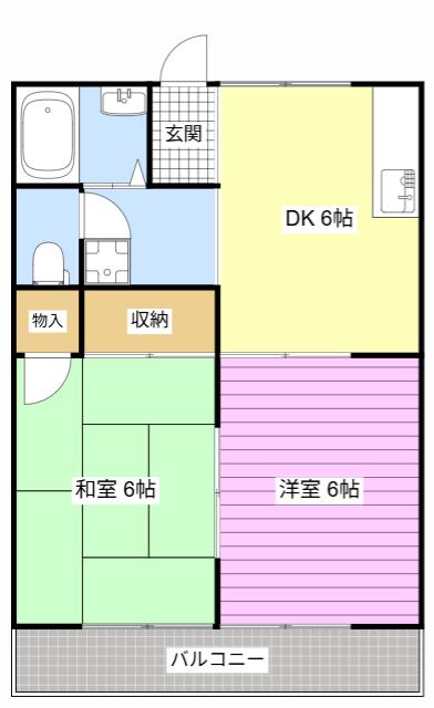 ハイツ三共II(2DK/2階)の間取り写真
