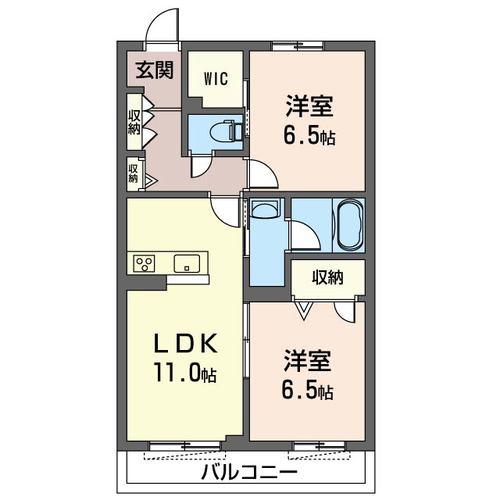 ヴィラ淡島 III(2LDK/1階)の間取り写真