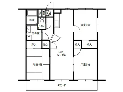 コーポラス元島8(3LDK/2階)の間取り写真
