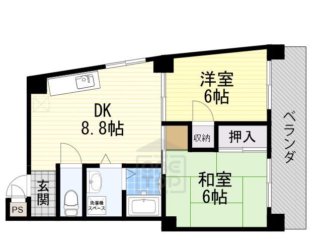 エレガンス穂積 5号館(2DK/1階)の間取り写真