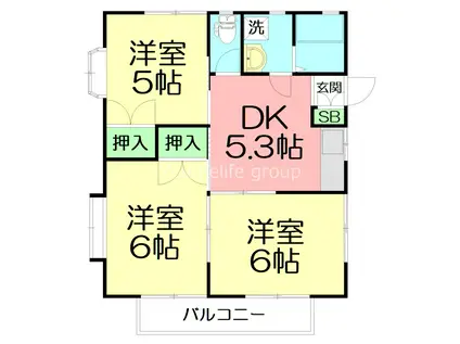 サンハイツIII(3DK/2階)の間取り写真