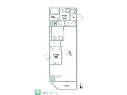 アルファコート谷在家(1LDK/11階)の間取り写真