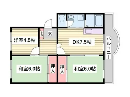 すずらん台コート(3DK/5階)の間取り写真