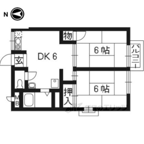 清水セカンドハイツ(2DK/2階)の間取り写真