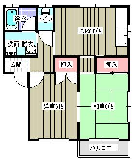 クィーンズヴィラA(2DK/2階)の間取り写真