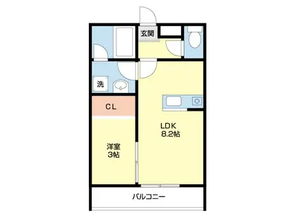 エクストリーム西小二里(1LDK/2階)の間取り写真