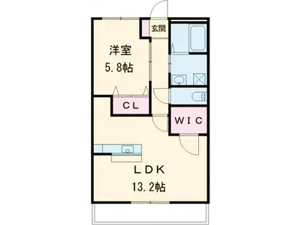 ブロードタウン神野II B(1LDK/2階)の間取り写真