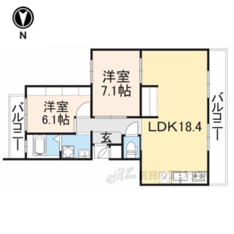 醍醐西市営8棟(1LDK/2階)の間取り写真