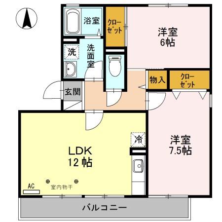フェニックス・SI B棟(2LDK/2階)の間取り写真
