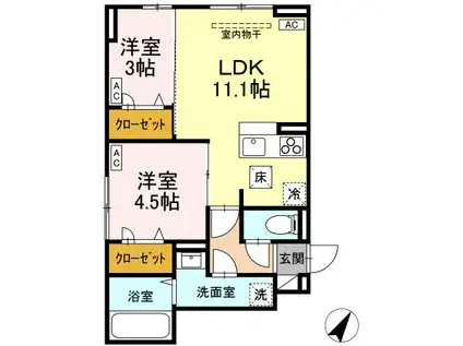 D-ROOM散田町(2LDK/1階)の間取り写真