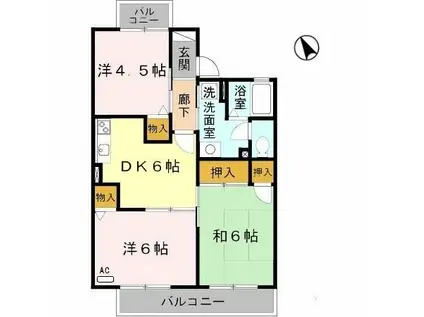 グランディール福田(3DK/2階)の間取り写真