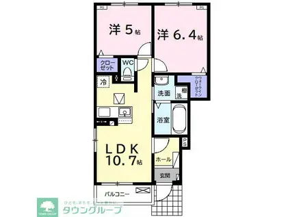 ドリーマーII(2LDK/1階)の間取り写真