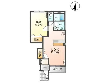 ガーデンハイム椿(1LDK/1階)の間取り写真