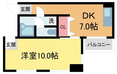 フレグランス宝塚(1DK/3階)の間取り写真