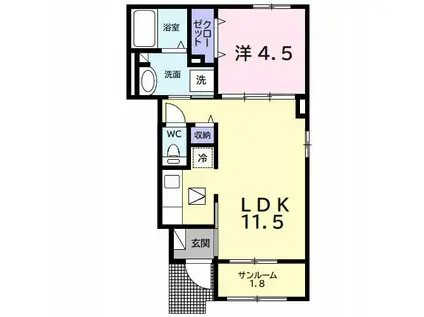 サンヴェール 蔵波 7(1LDK/1階)の間取り写真