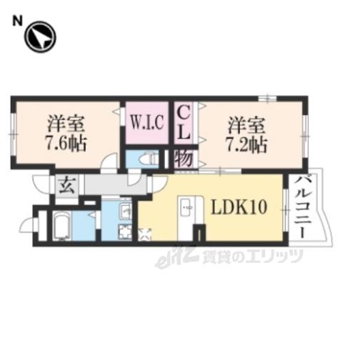 サニーヒル(2LDK/2階)の間取り写真