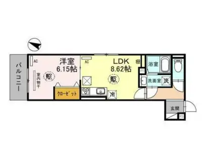 ディールーム旗塚通(1LDK/1階)の間取り写真