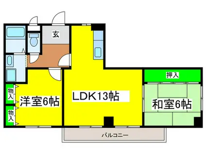 ファミール新町(2LDK/3階)の間取り写真