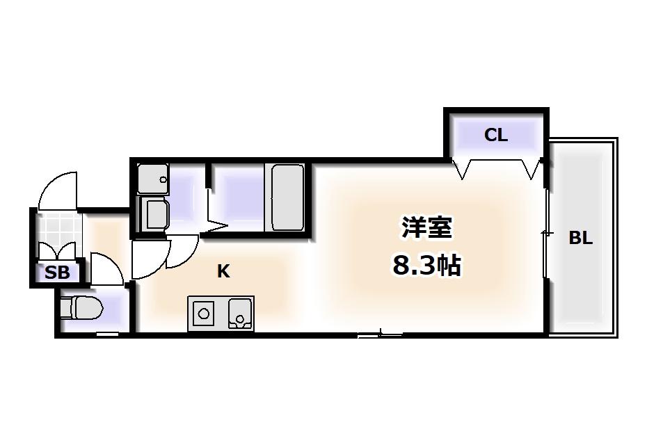 SUN SUN 難波壱番館(1K/9階)の間取り写真