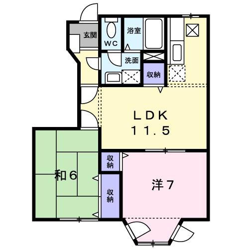 パールハイツC(2LDK/1階)の間取り写真