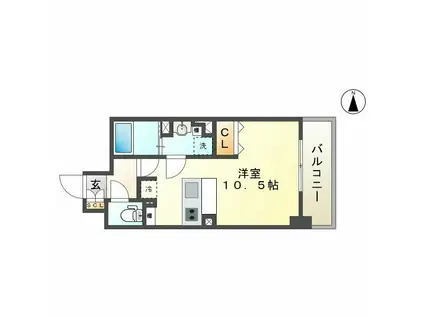 カーサ・グランデ葵(ワンルーム/7階)の間取り写真