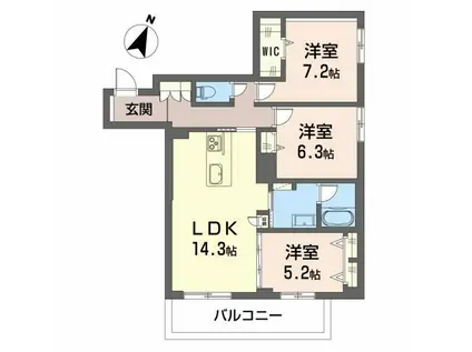 グランダルシュ大坪(3LDK/1階)の間取り写真