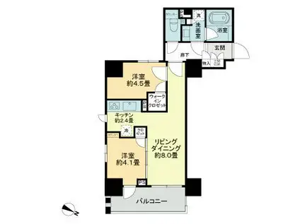 ライオンズ千代田岩本町ミレス-KDA(2LDK/12階)の間取り写真