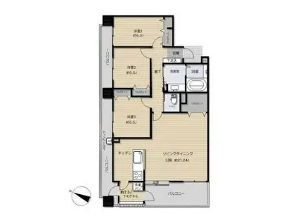 クレアールガーデンズ春日(3LDK/2階)の間取り写真