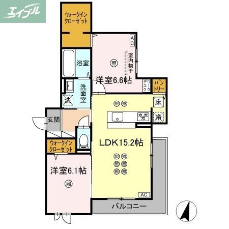 ガーデン ラピッズ(2LDK/1階)の間取り写真