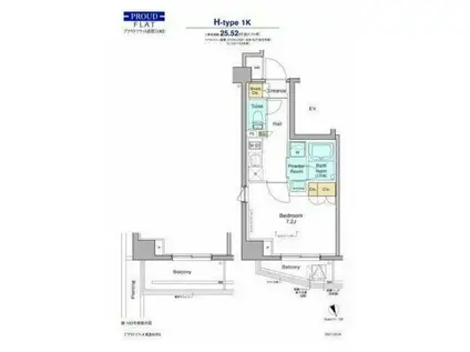 プラウドフラット清澄白河Ⅱ(1K/4階)の間取り写真