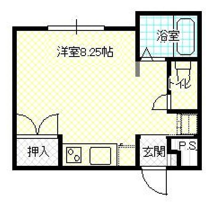 ふじハイツ六日町(ワンルーム/2階)の間取り写真