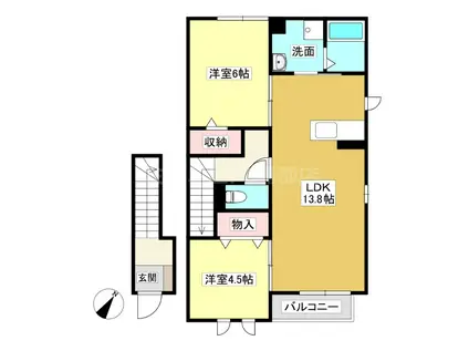 D-ROOM金平(2LDK/2階)の間取り写真