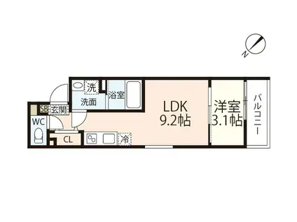 S-MOVE庚午北(1LDK/3階)の間取り写真