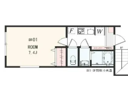 アザーレ・パッシオ大口B(1K/1階)の間取り写真