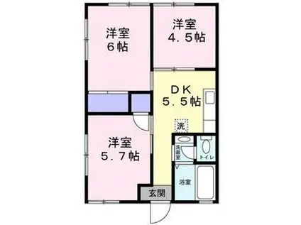 フェリーチェ(3DK/1階)の間取り写真