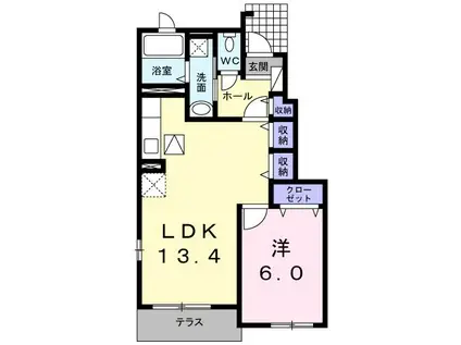 ヴィラ・ハナミズキ III(1LDK/1階)の間取り写真