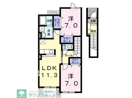 ジェントリーB(2LDK/2階)の間取り写真