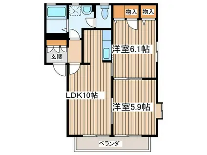 クレール湘南(2LDK/1階)の間取り写真