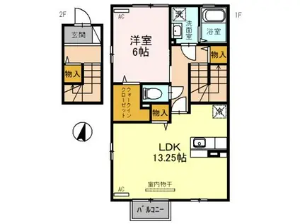 ロミオ・グレース(1LDK/2階)の間取り写真